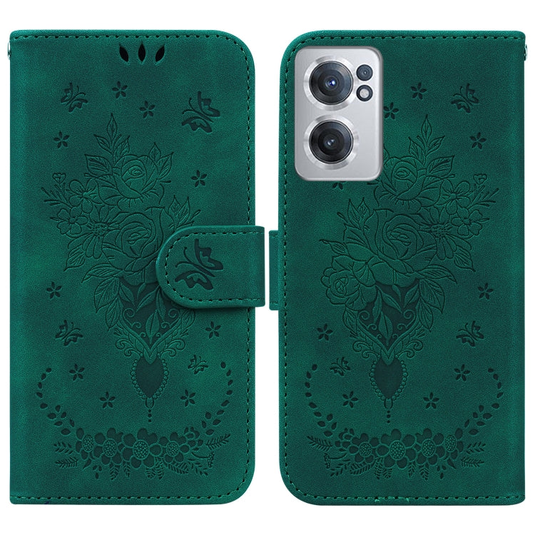 For OnePlus Nord CE 2 5G Butterfly Rose Embossed Leather Phone Case