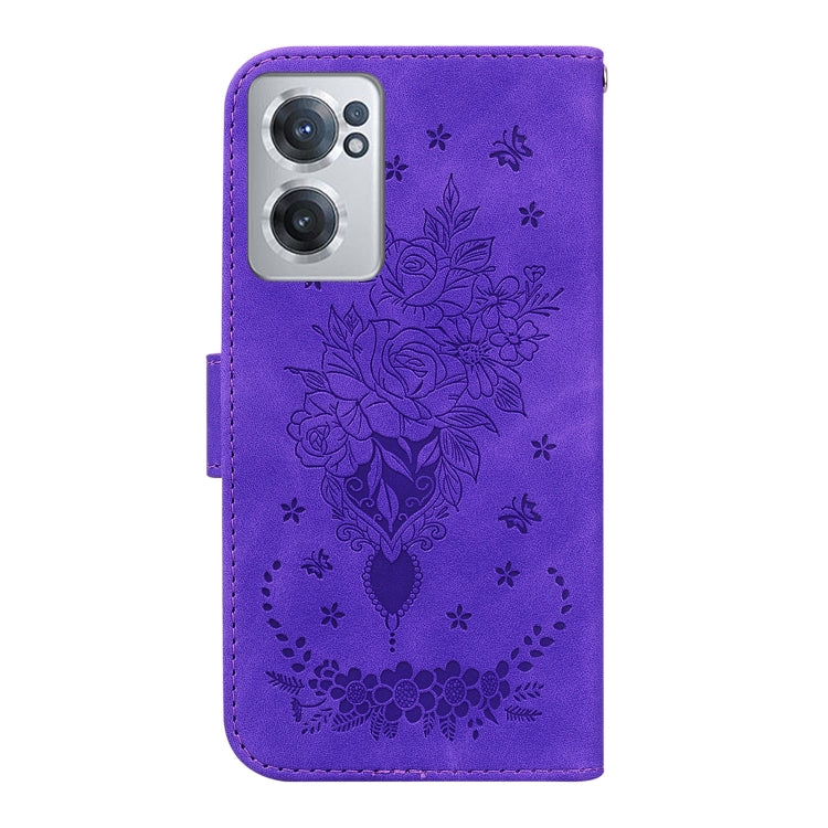 For OnePlus Nord CE 2 5G Butterfly Rose Embossed Leather Phone Case