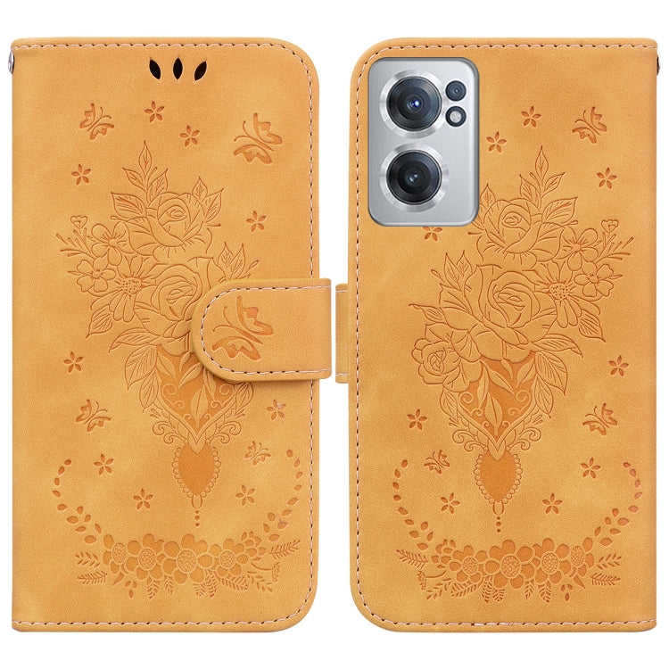 For OnePlus Nord CE 2 5G Butterfly Rose Embossed Leather Phone Case