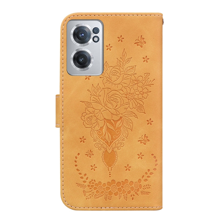 For OnePlus Nord CE 2 5G Butterfly Rose Embossed Leather Phone Case