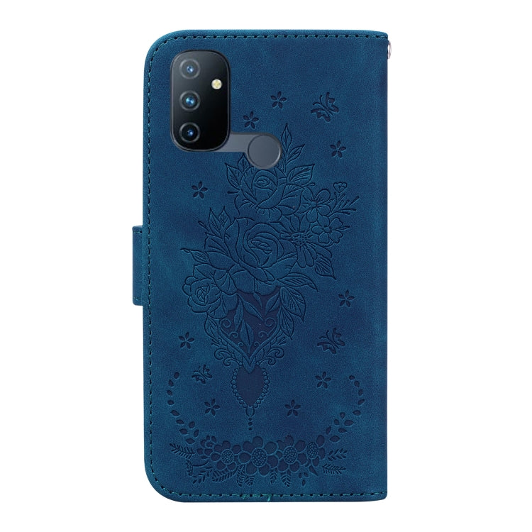 For OnePlus Nord N100 Butterfly Rose Embossed Leather Phone Case