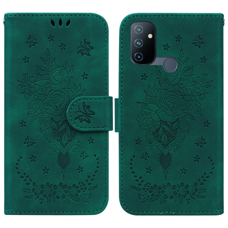 For OnePlus Nord N100 Butterfly Rose Embossed Leather Phone Case