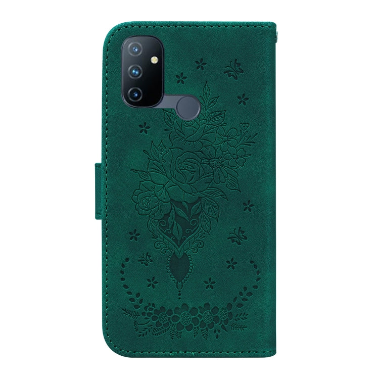 For OnePlus Nord N100 Butterfly Rose Embossed Leather Phone Case