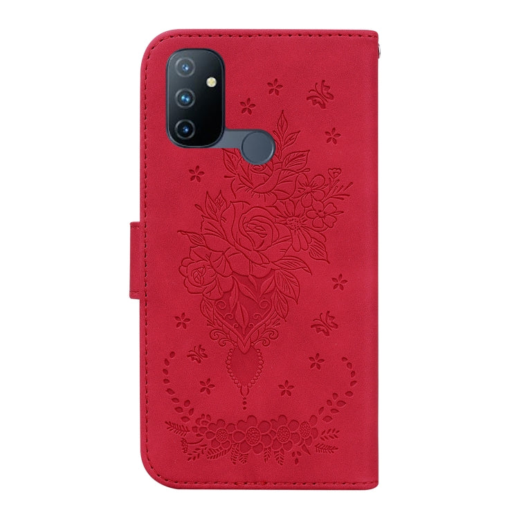 For OnePlus Nord N100 Butterfly Rose Embossed Leather Phone Case