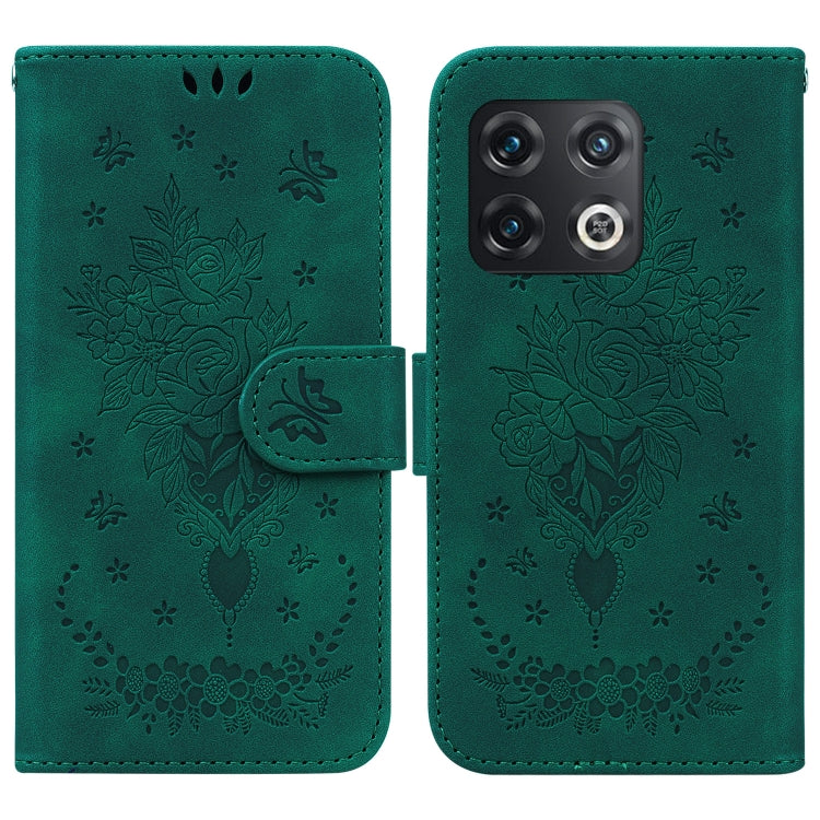 For OnePlus 10 Pro 5G Butterfly Rose Embossed Leather Phone Case