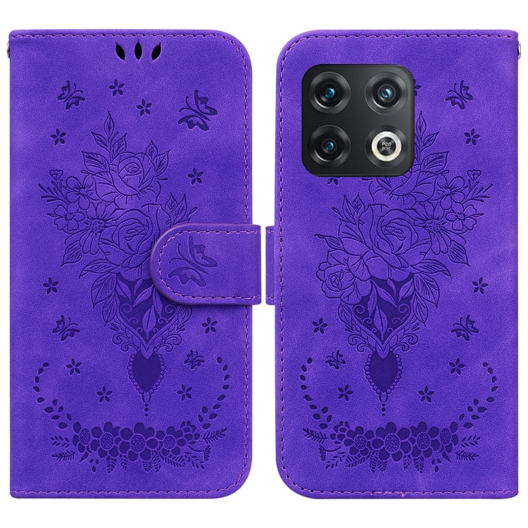 For OnePlus 10 Pro 5G Butterfly Rose Embossed Leather Phone Case