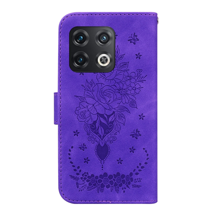 For OnePlus 10 Pro 5G Butterfly Rose Embossed Leather Phone Case