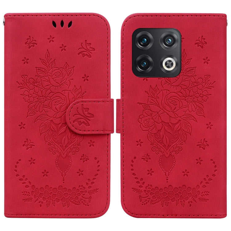 For OnePlus 10 Pro 5G Butterfly Rose Embossed Leather Phone Case