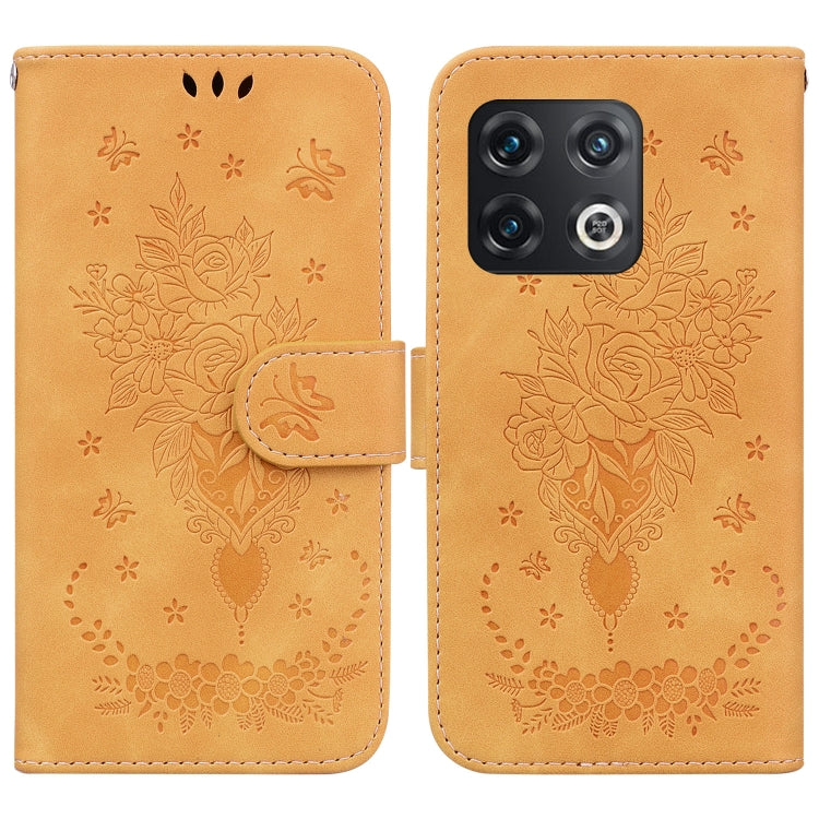 For OnePlus 10 Pro 5G Butterfly Rose Embossed Leather Phone Case