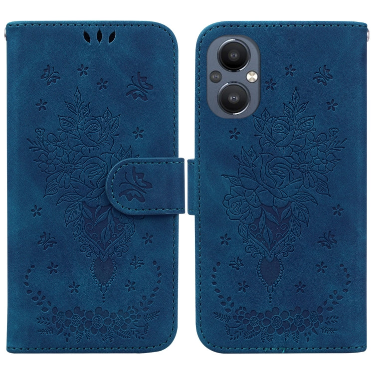 For OnePlus Nord N20 5G Butterfly Rose Embossed Leather Phone Case