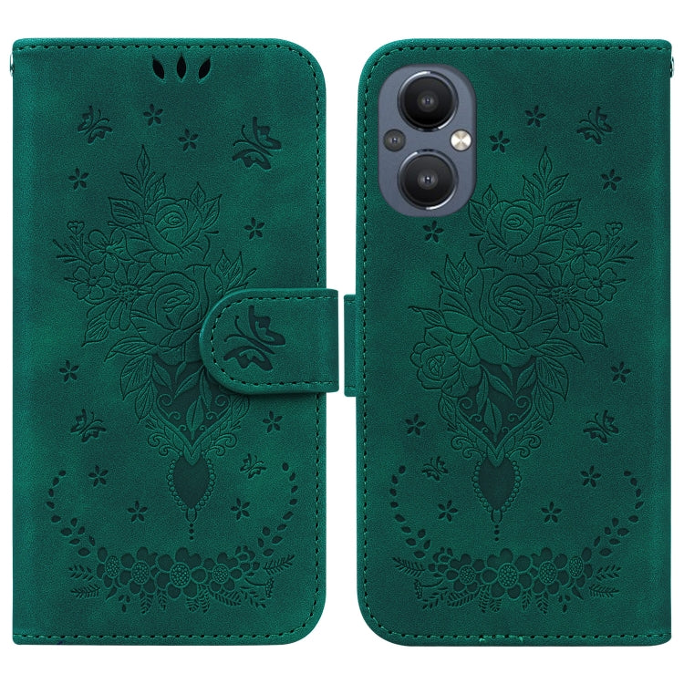 For OnePlus Nord N20 5G Butterfly Rose Embossed Leather Phone Case