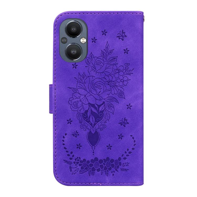 For OnePlus Nord N20 5G Butterfly Rose Embossed Leather Phone Case