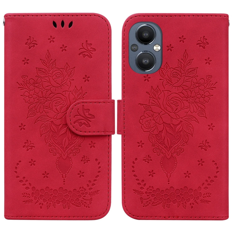 For OnePlus Nord N20 5G Butterfly Rose Embossed Leather Phone Case