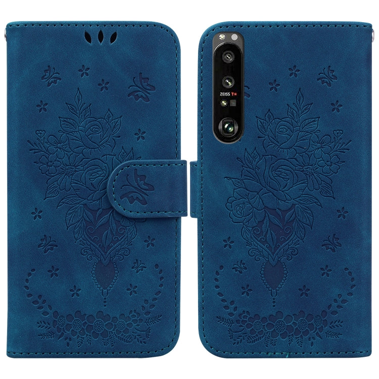 For Sony Xperia 1 III Butterfly Rose Embossed Leather Phone Case