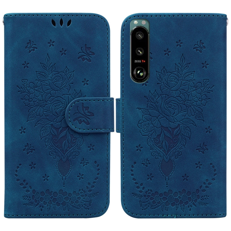 For Sony Xperia 5 III Butterfly Rose Embossed Leather Phone Case