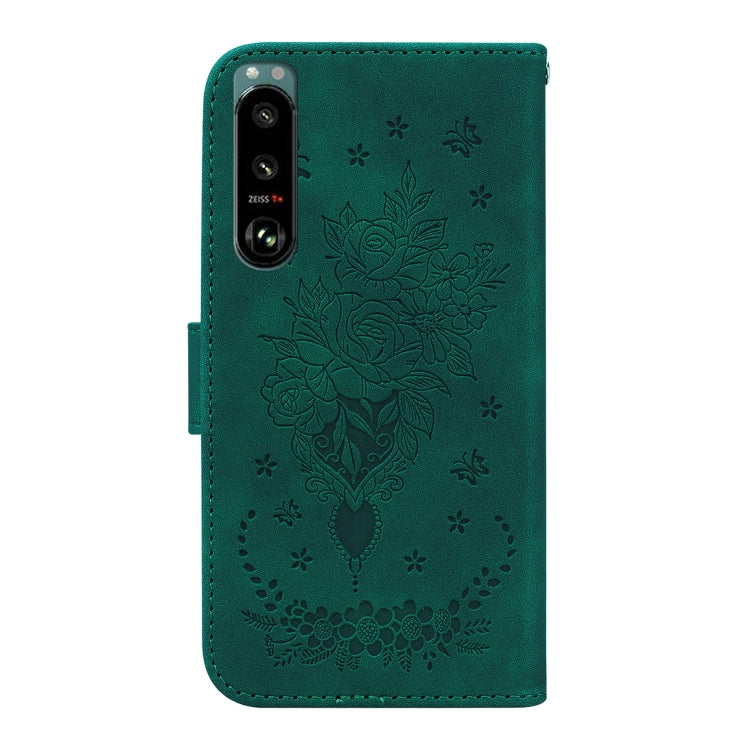 For Sony Xperia 5 III Butterfly Rose Embossed Leather Phone Case