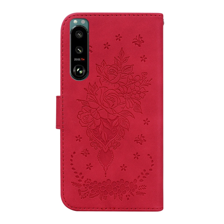 For Sony Xperia 5 III Butterfly Rose Embossed Leather Phone Case