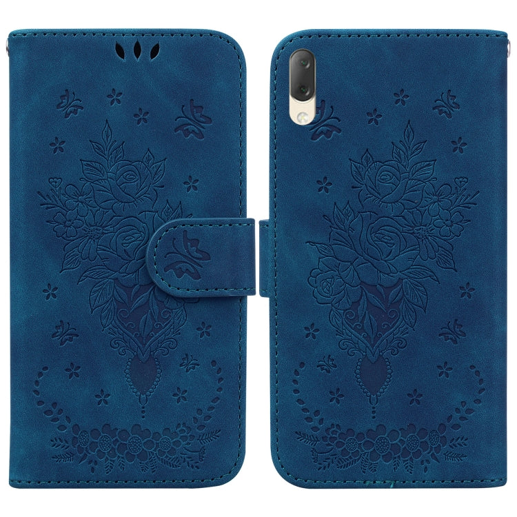 For Sony Xperia L3 Butterfly Rose Embossed Leather Phone Case