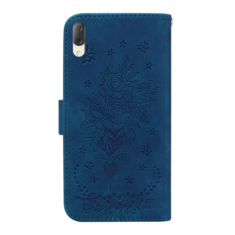 For Sony Xperia L3 Butterfly Rose Embossed Leather Phone Case