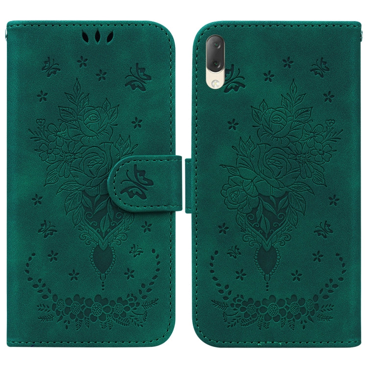 For Sony Xperia L3 Butterfly Rose Embossed Leather Phone Case