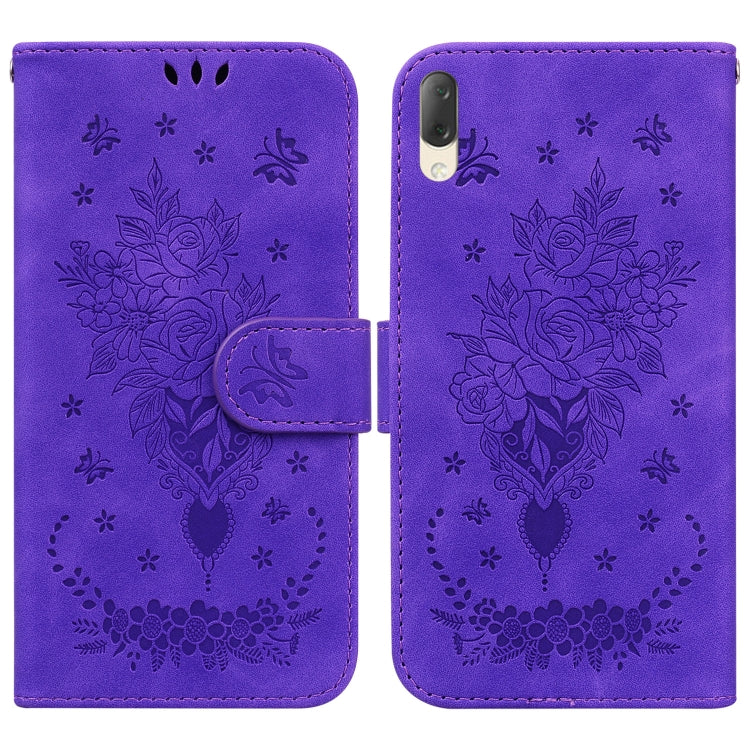 For Sony Xperia L3 Butterfly Rose Embossed Leather Phone Case