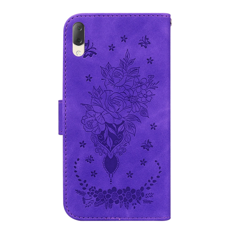 For Sony Xperia L3 Butterfly Rose Embossed Leather Phone Case