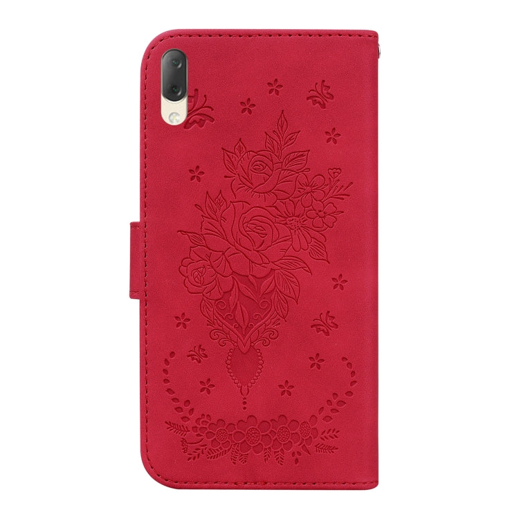For Sony Xperia L3 Butterfly Rose Embossed Leather Phone Case