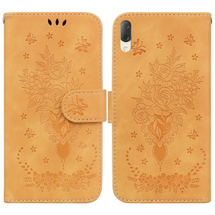 For Sony Xperia L3 Butterfly Rose Embossed Leather Phone Case