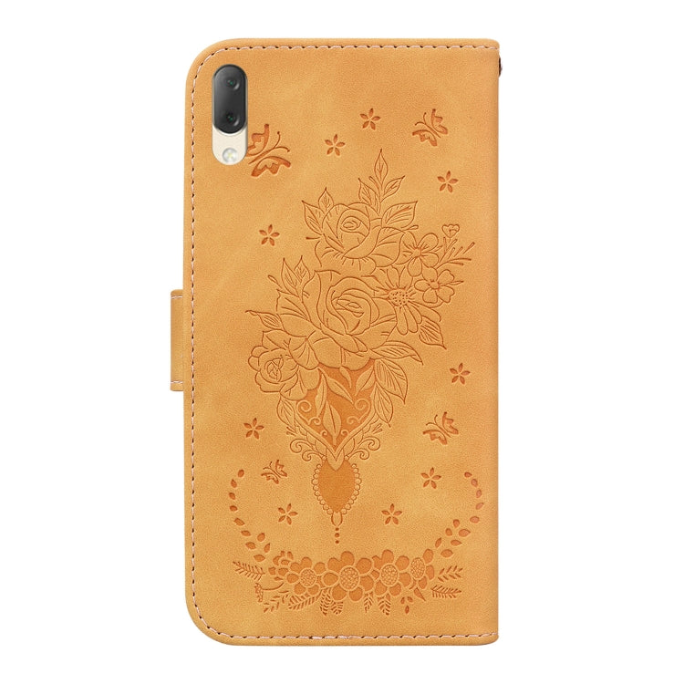 For Sony Xperia L3 Butterfly Rose Embossed Leather Phone Case