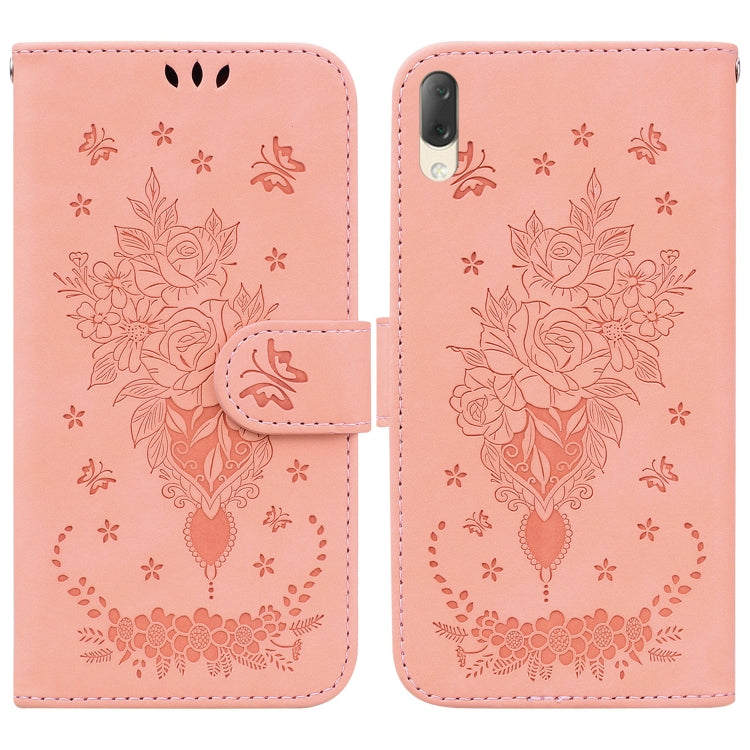 For Sony Xperia L3 Butterfly Rose Embossed Leather Phone Case