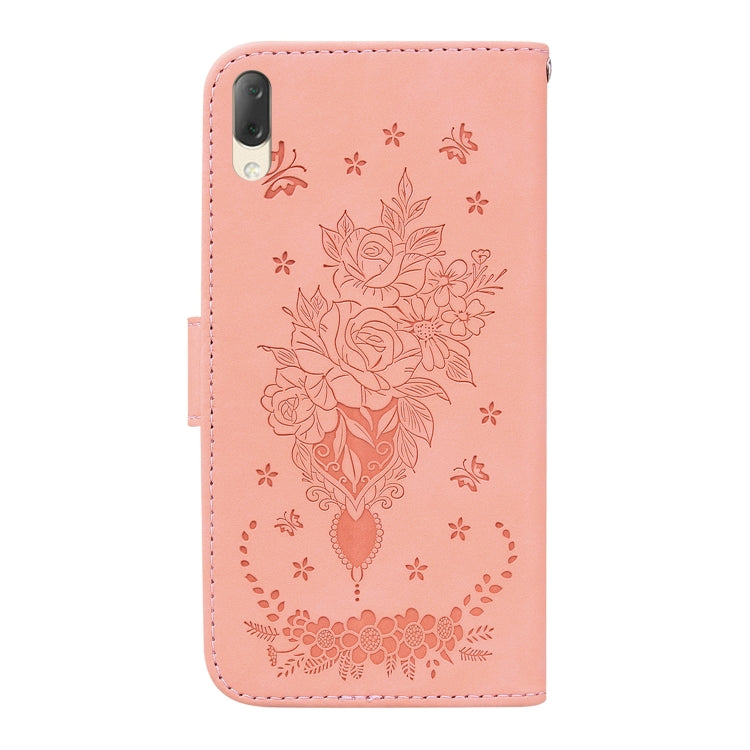 For Sony Xperia L3 Butterfly Rose Embossed Leather Phone Case