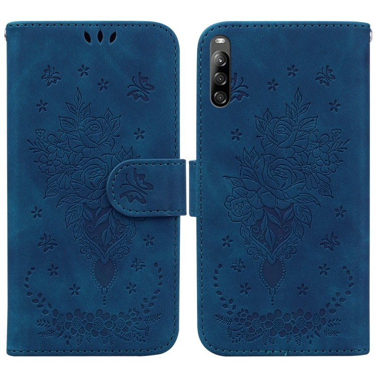 For Sony Xperia L4 Butterfly Rose Embossed Leather Phone Case