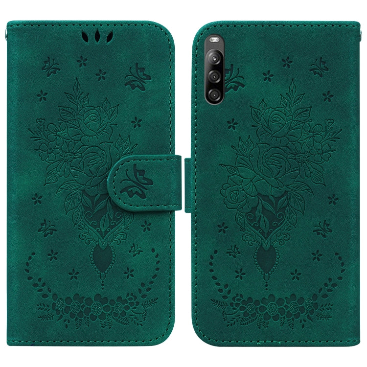 For Sony Xperia L4 Butterfly Rose Embossed Leather Phone Case
