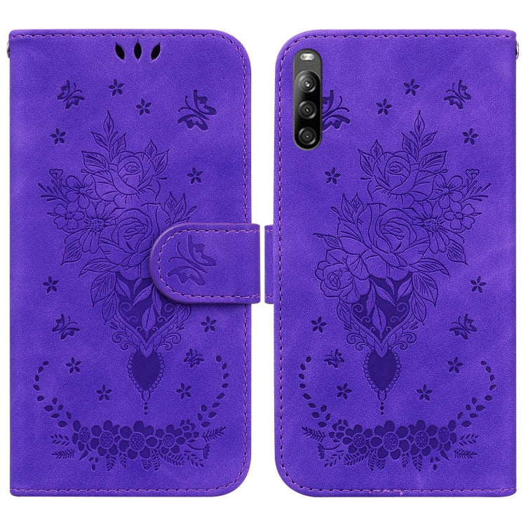 For Sony Xperia L4 Butterfly Rose Embossed Leather Phone Case
