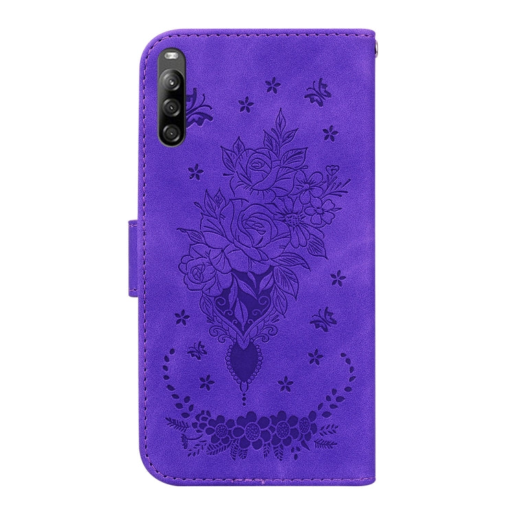 For Sony Xperia L4 Butterfly Rose Embossed Leather Phone Case