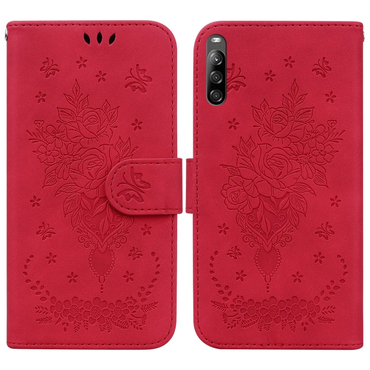 For Sony Xperia L4 Butterfly Rose Embossed Leather Phone Case