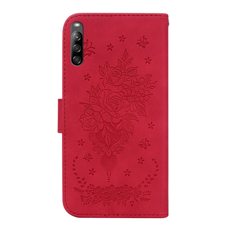 For Sony Xperia L4 Butterfly Rose Embossed Leather Phone Case