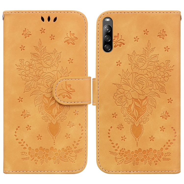 For Sony Xperia L4 Butterfly Rose Embossed Leather Phone Case