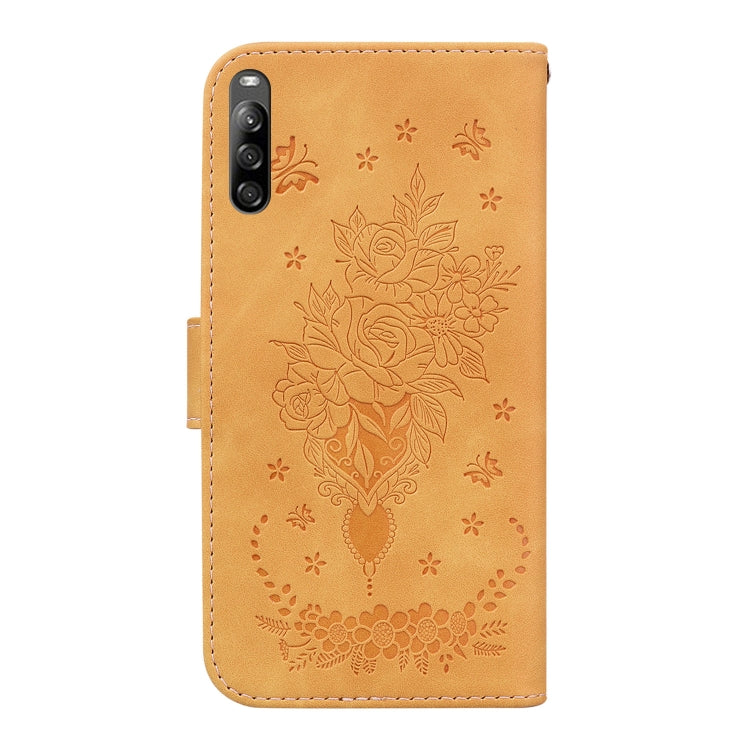 For Sony Xperia L4 Butterfly Rose Embossed Leather Phone Case