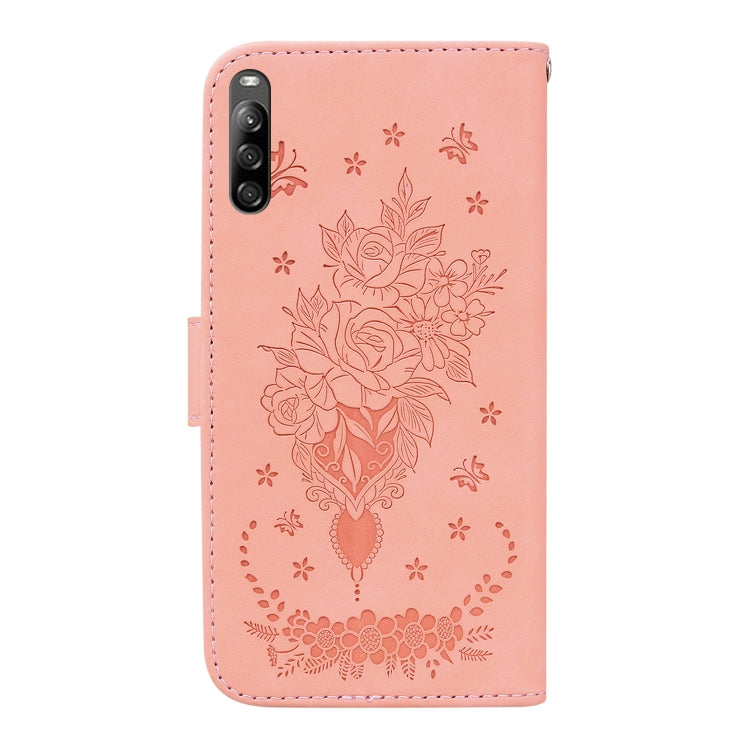 For Sony Xperia L4 Butterfly Rose Embossed Leather Phone Case
