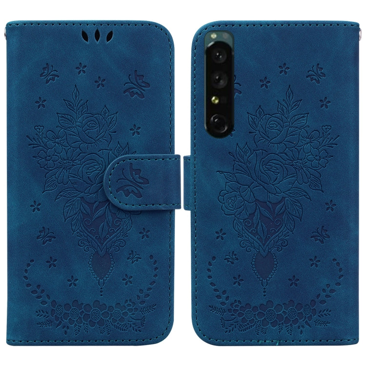 For Sony Xperia 1 IV Butterfly Rose Embossed Leather Phone Case