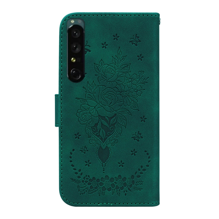 For Sony Xperia 1 IV Butterfly Rose Embossed Leather Phone Case