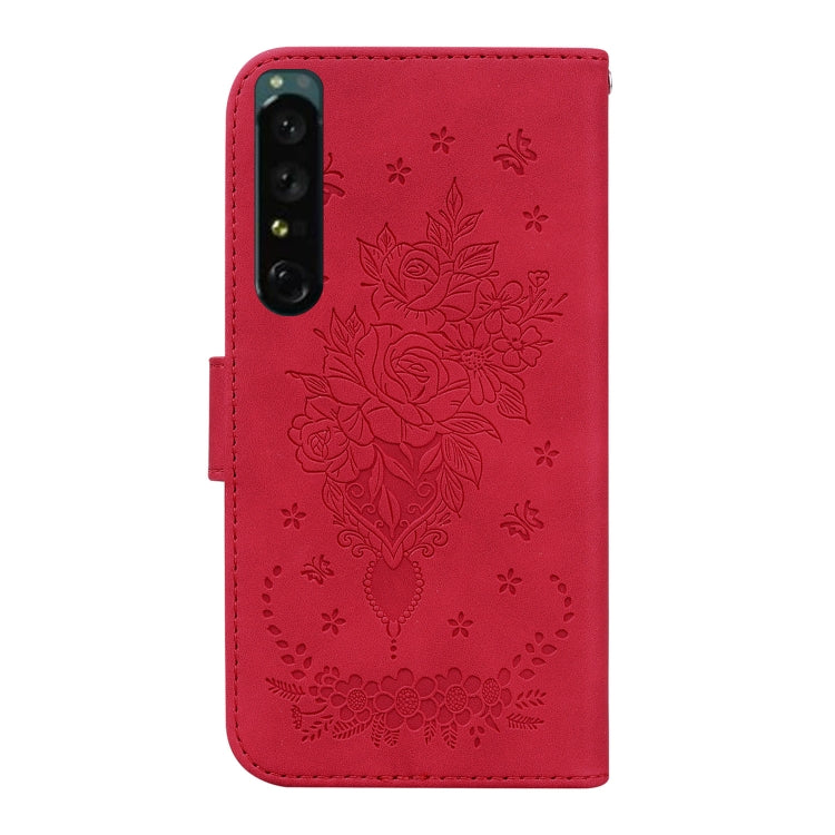 For Sony Xperia 1 IV Butterfly Rose Embossed Leather Phone Case