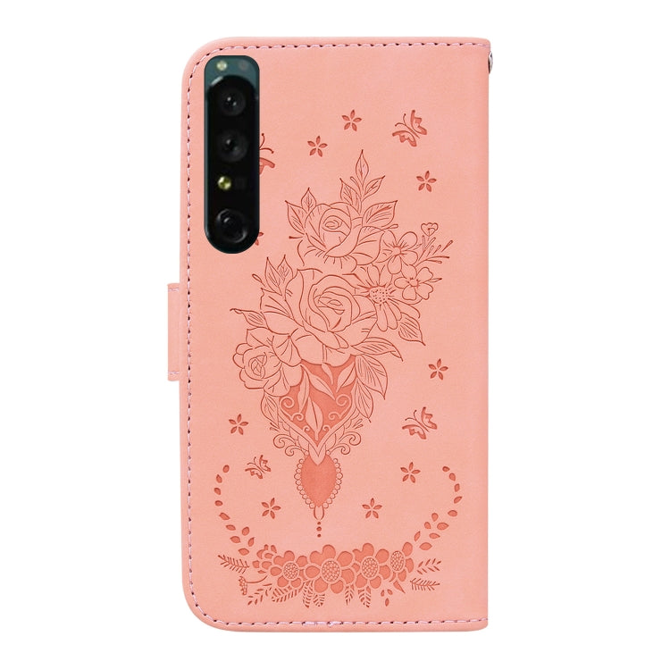 For Sony Xperia 1 IV Butterfly Rose Embossed Leather Phone Case