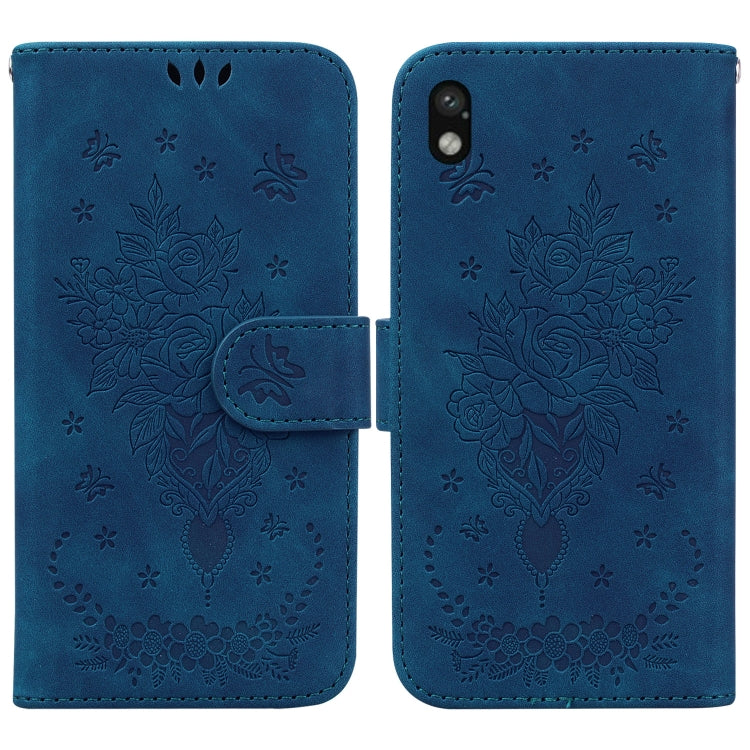 For Sony Xperia Ace III Butterfly Rose Embossed Leather Phone Case
