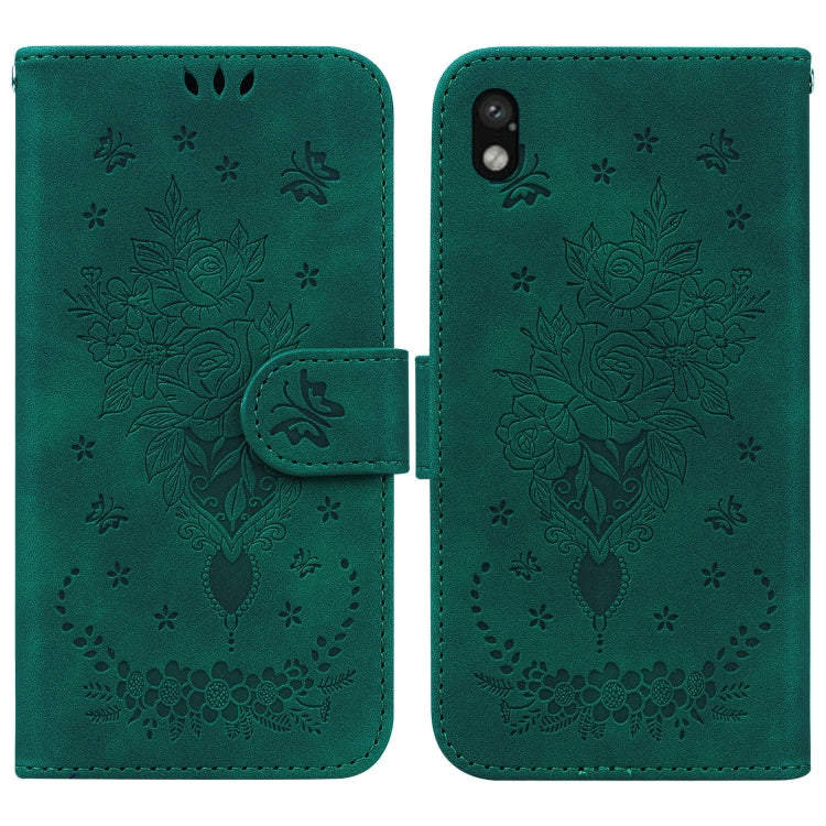 For Sony Xperia Ace III Butterfly Rose Embossed Leather Phone Case