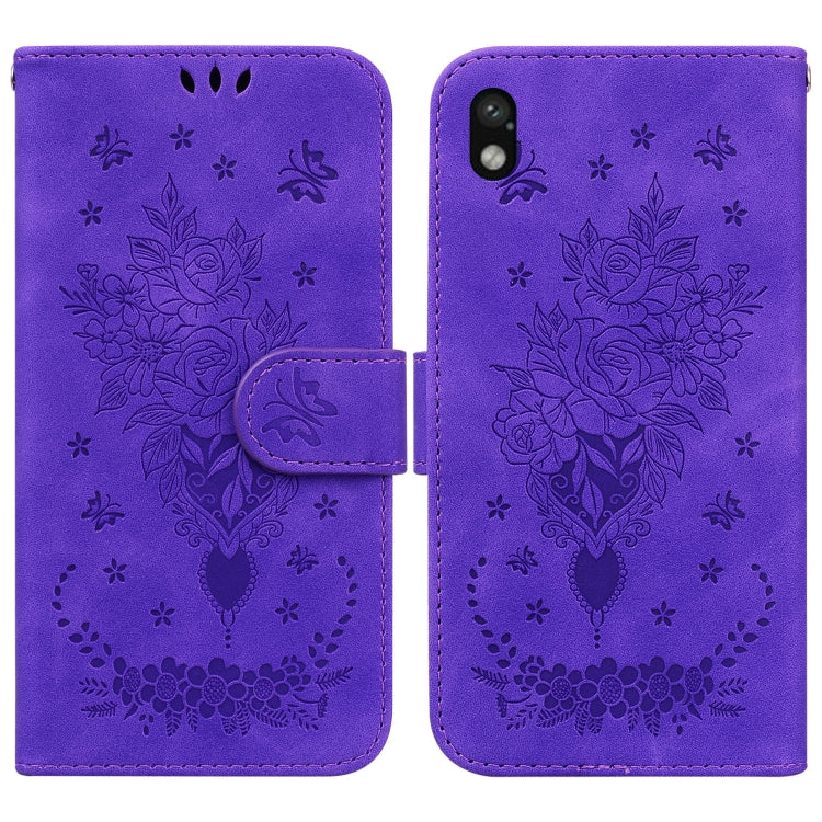 For Sony Xperia Ace III Butterfly Rose Embossed Leather Phone Case