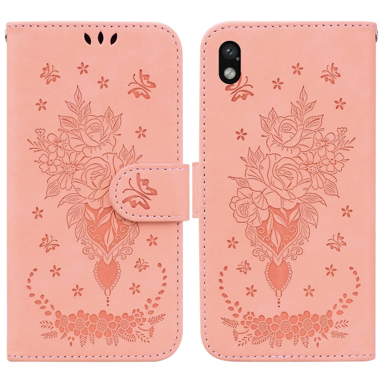 For Sony Xperia Ace III Butterfly Rose Embossed Leather Phone Case