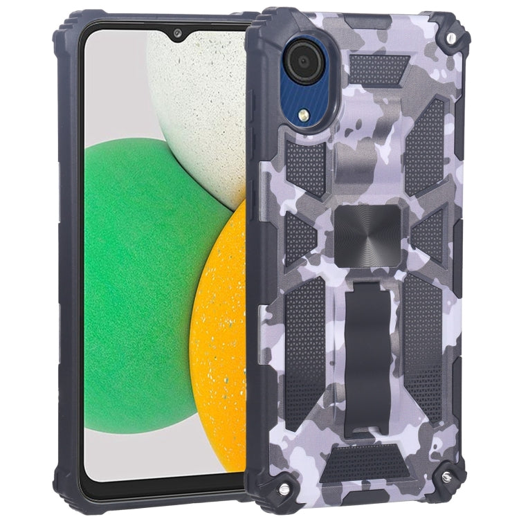For Samsung Galaxy A03 Core Camouflage Armor Kickstand TPU + PC Magnetic Phone Case (Grey)