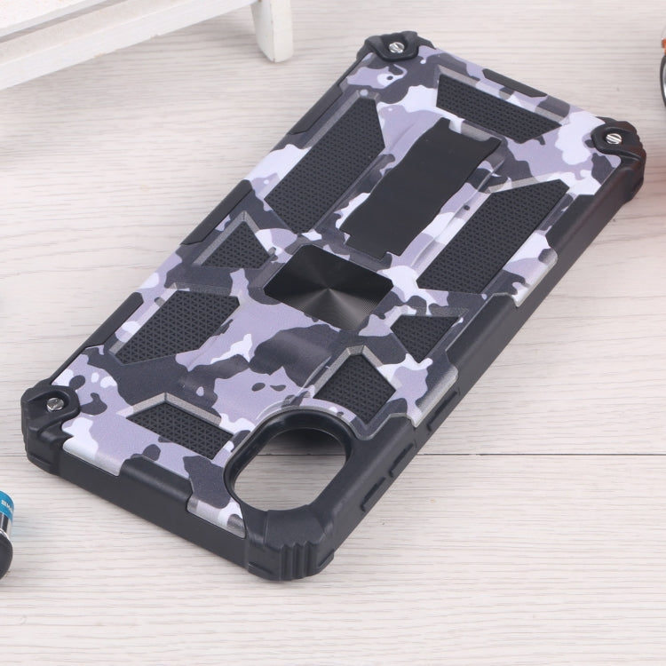 For Samsung Galaxy A03 Core Camouflage Armor Kickstand TPU + PC Magnetic Phone Case (Grey)